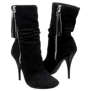 Michael Kors Vienna Suede Zipper Tassel Heel Booties